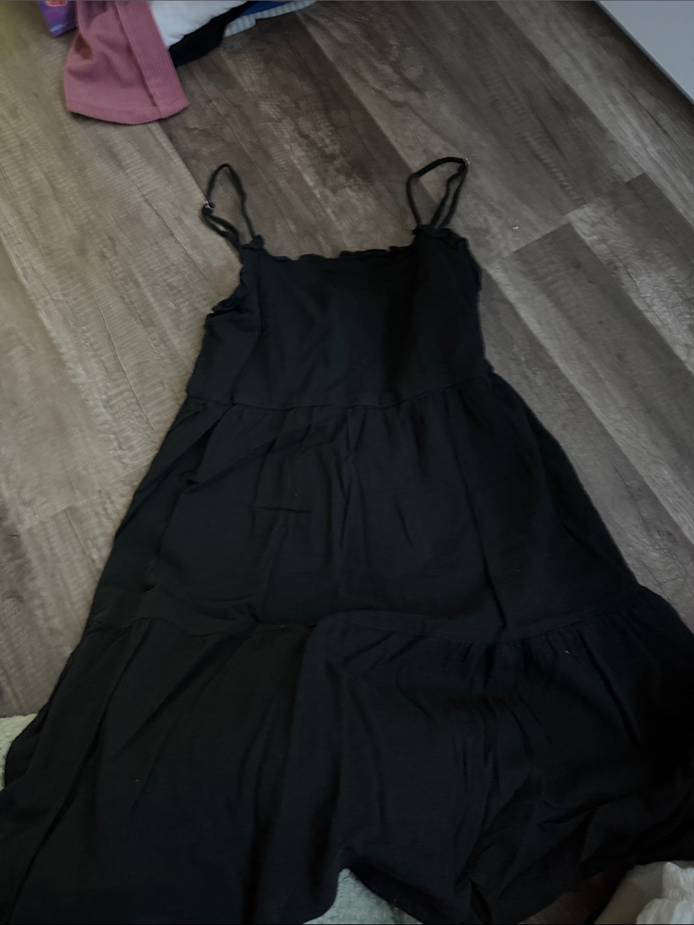 wild fable Black Spaghetti-Strap Tiered Maxi Dress